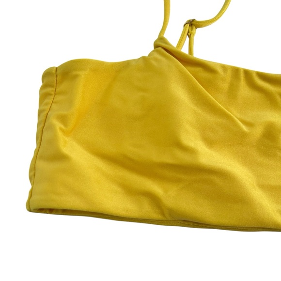 Lovers + Friends Cyan Bikini Top One Shoulder Strap size Medium Sunny Yellow - Picture 3 of 7